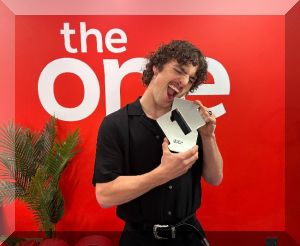Benson Boone poses with his Official Number 1 single award for Beautiful Things backstage at BBC’s The One Show (credit: Official Charts)